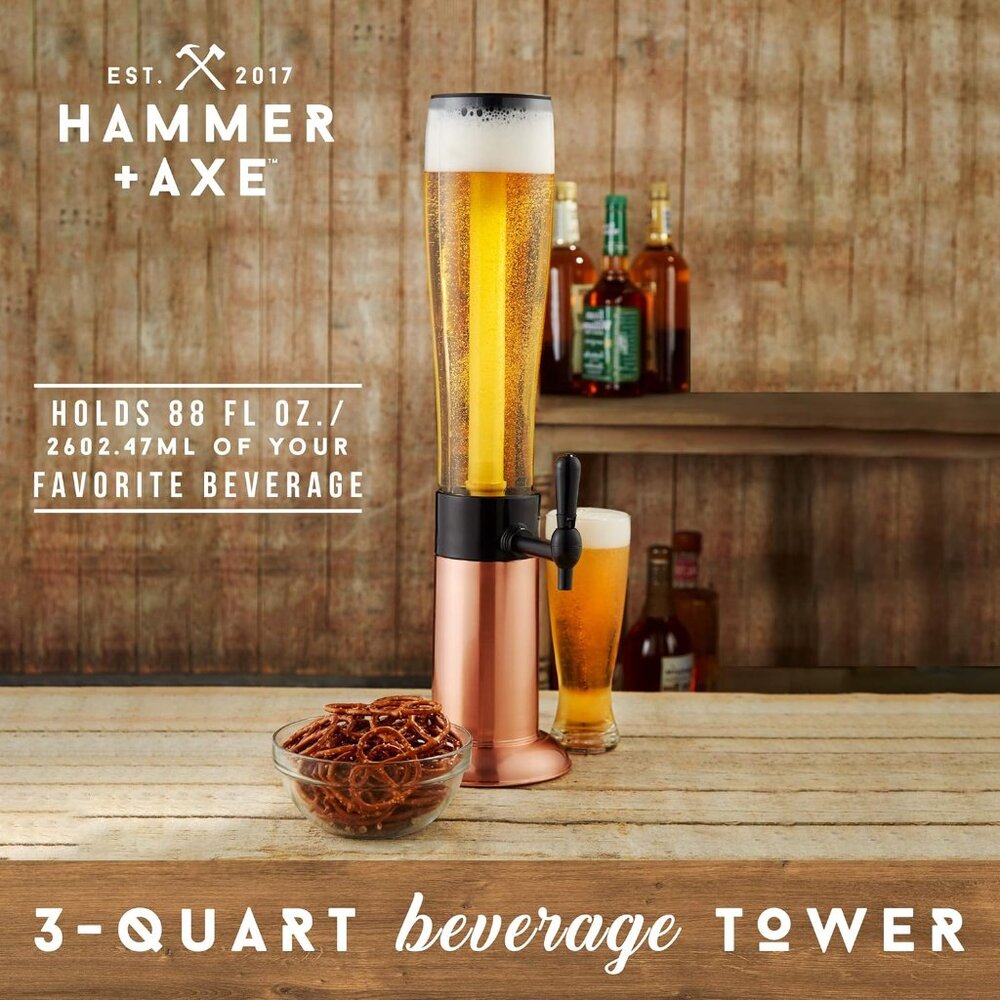 Beverage Drink Dispenser Ice Tube Drink Cooler, Holds 7 Beer Cans or 3.6L Water,
